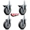 Service Caster 5'' Thermoplastic Rubber Swivel 7/8'' Square Stem Caster Set 2 Brakes, 4PK SCC-SQ20S514-TPRB-PLB-78-2-S-2 - alternate 2